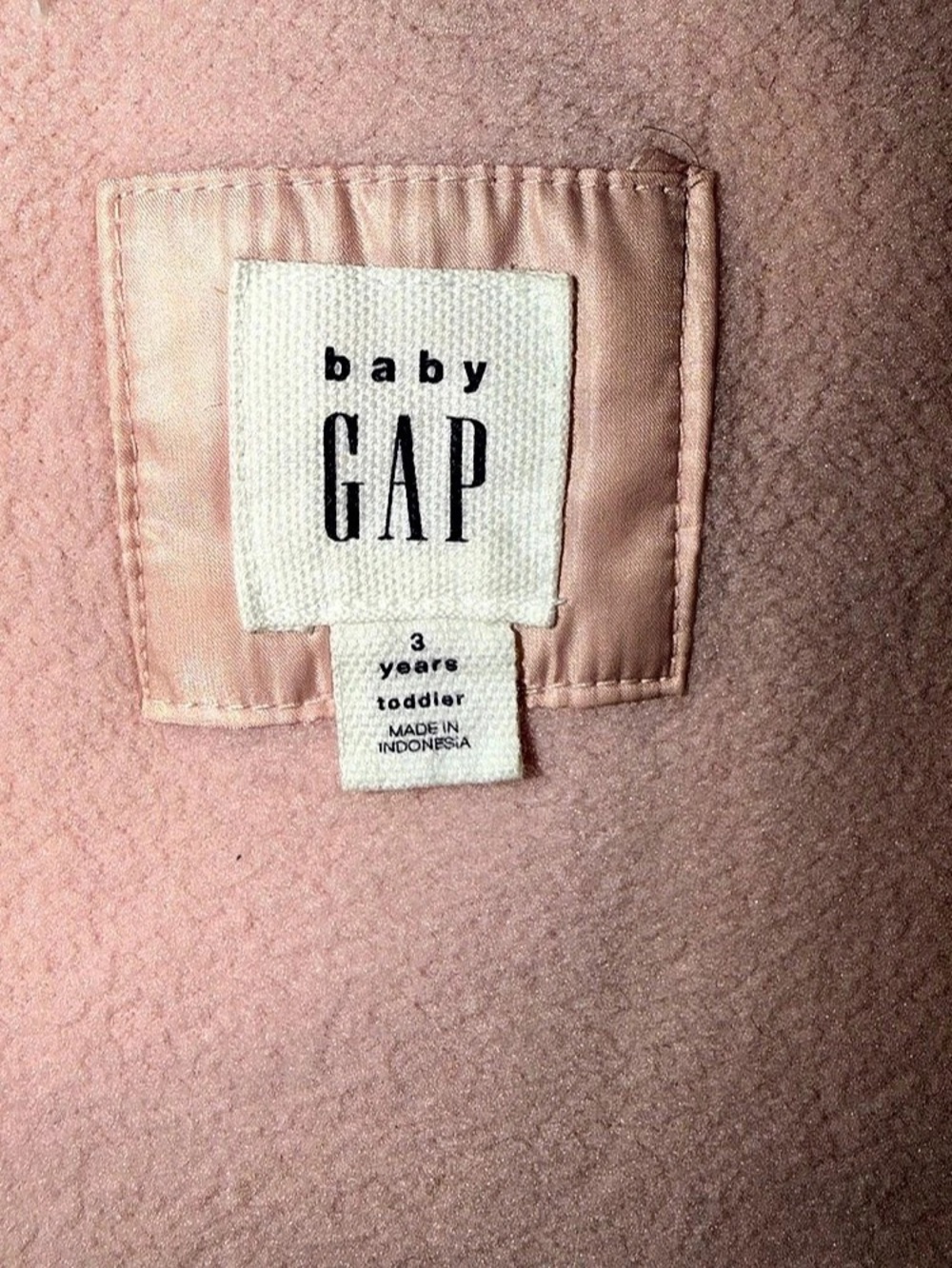 Baby Gap Girls Pink Hooded Puffer Coat 3T Faux Fur Trim Zip Down Insulated - Picture 4 of 5